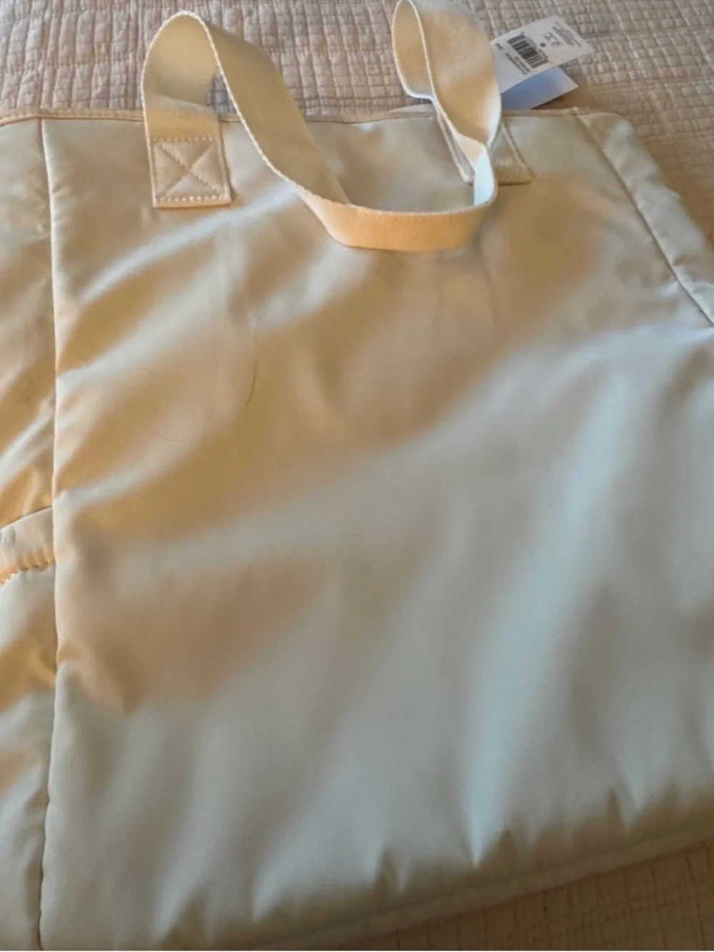 Puma Cream Quilted Tote Bag with Front Zip Pocket